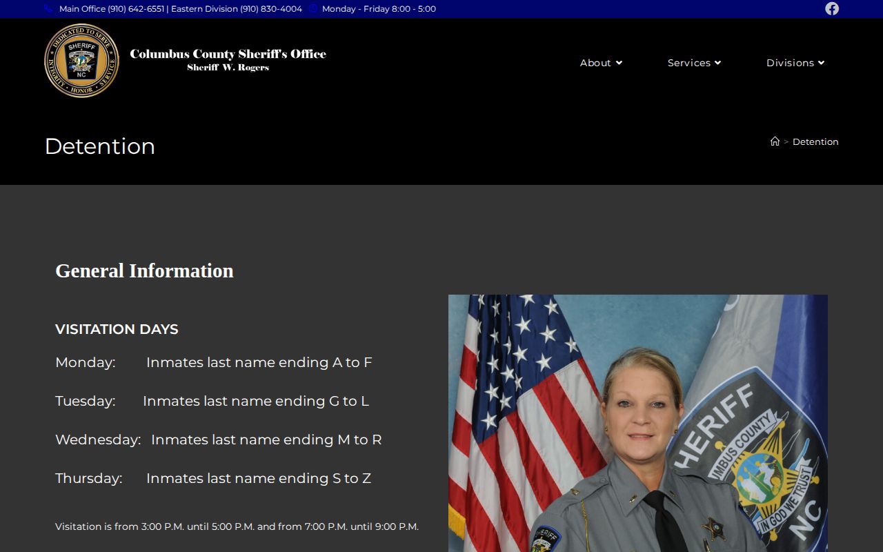 Columbus County Detention Center release records source page