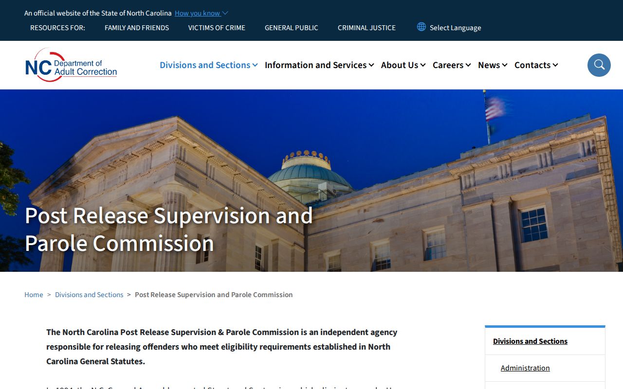 Columbus County parole and post-release supervision Commission information
